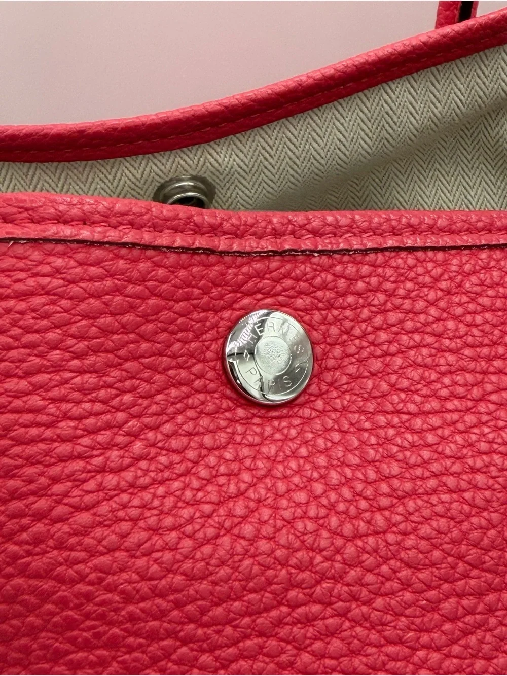 HERMES Garden Party leather pink tote bag😍